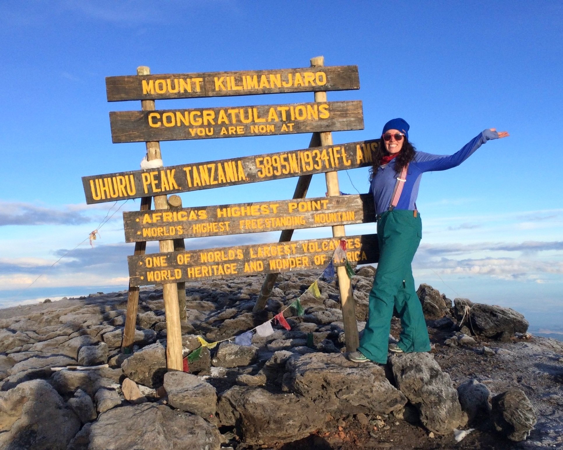 Climbers on Mount Kilimanjaro with Kibo peak in the background